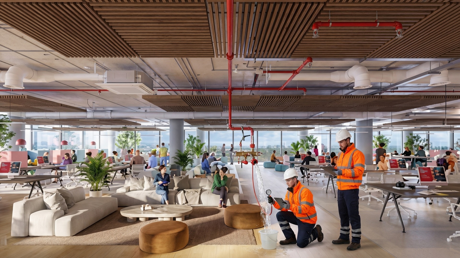 Redman Place sprinkler installation detail image