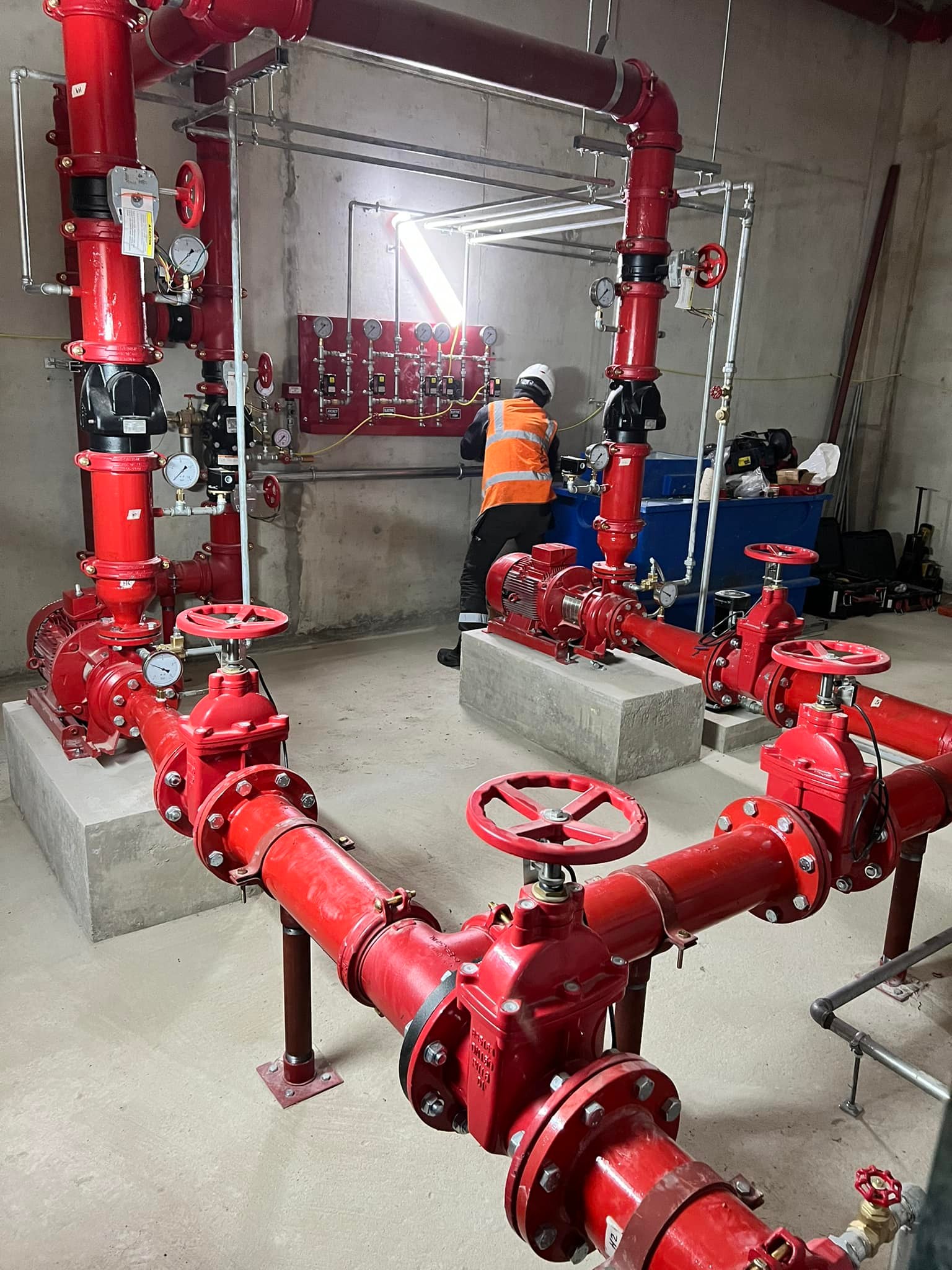 Technical dry & wet riser installation activity on site