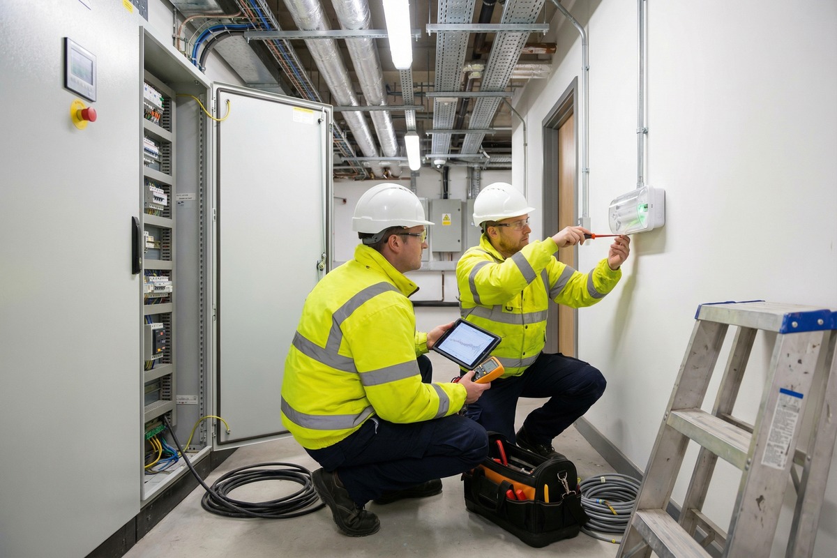 C and H Fire Protection team delivering emergency lighting testing & maintenance