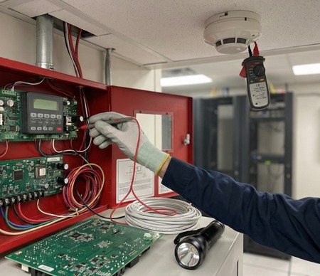 Technical fire detection & alarm systems maintenance activity on site