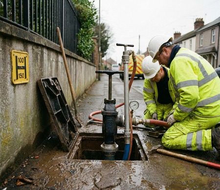 Technical fire hydrant testing & certification activity on site