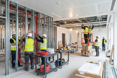 Fire protection team delivering installation works to project plan