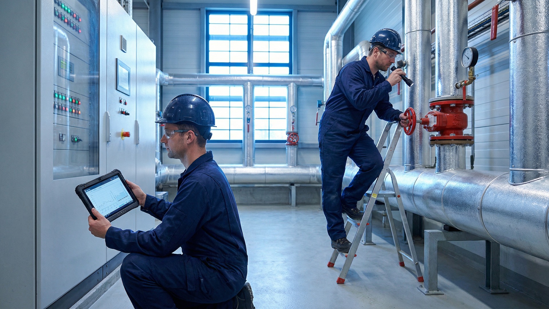 Fire-safety maintenance illustration